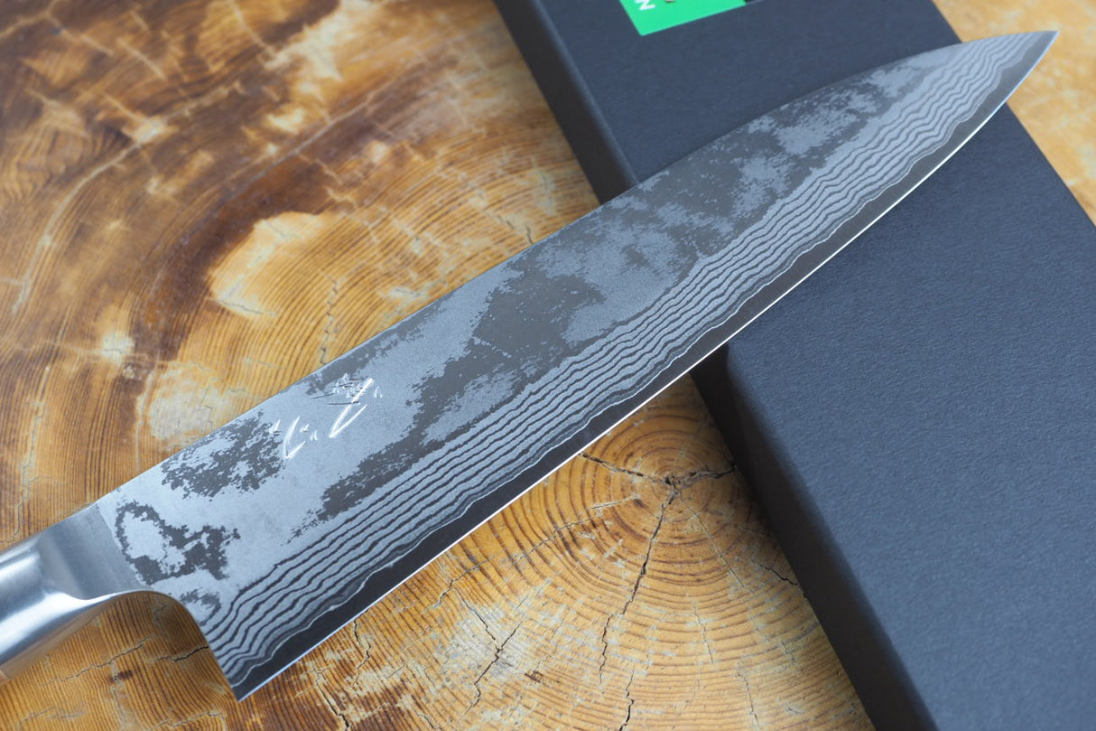 Kamo Knives - 3 Knife Set Hand Forged VG10 Damascus Gyuto 21cm, Nakiri 16cm and Petty 13.5cm