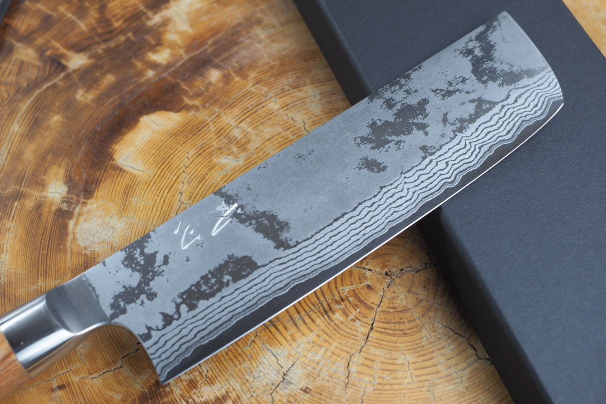 Kamo Knives - 3 Knife Set Hand Forged VG10 Damascus Gyuto 21cm, Nakiri 16cm and Petty 13.5cm