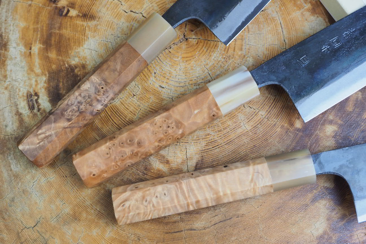 Tosa Tadayoshi (from Tosa) - Hand Forged Kurouchi White-1 steel Gyuto with Quince handle
