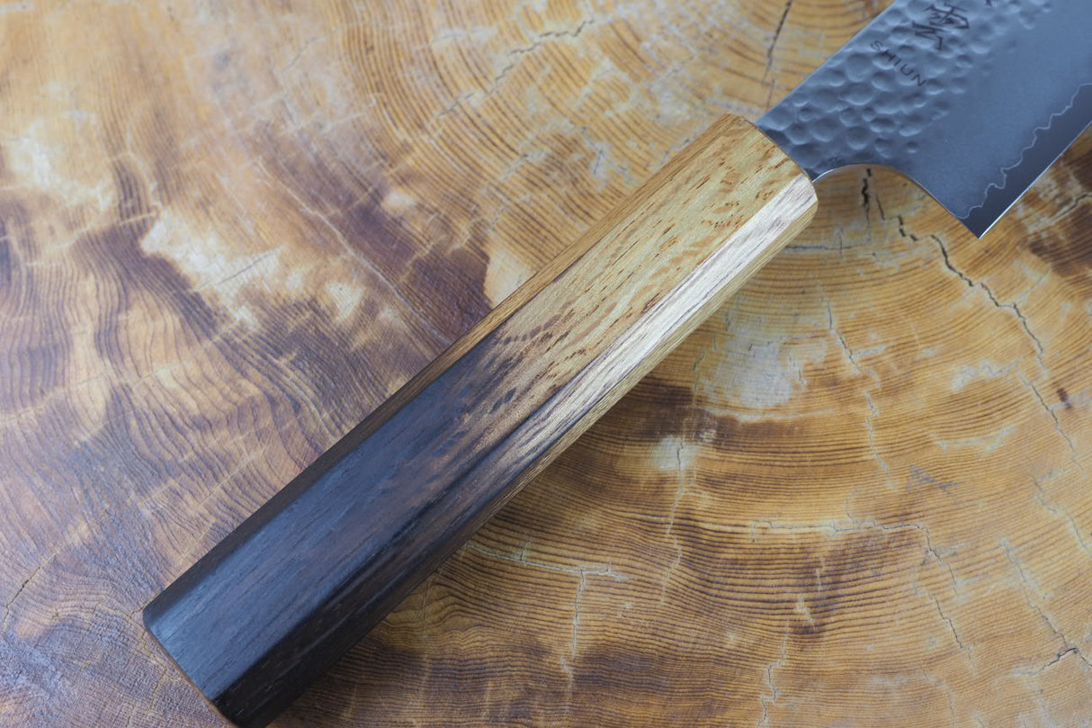 Seki Kanetsugu - Shiun Santoku Knife 17cm VG10 Steel with Burnt Lacquer Oak Handle