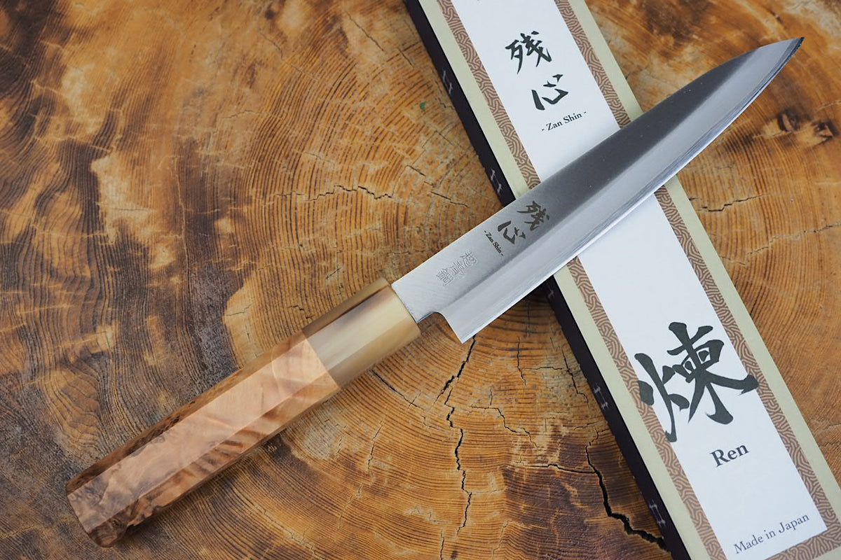 残心 Zan Shin® REN (from Seki) - Blue Super carbon steel petty with Quince Handle 14.5cm
