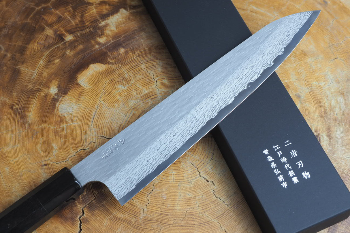 Nigara Hamono - VG XEOS Damascus Gyuto (Chef's Knife) with Ebony Handle 24cm