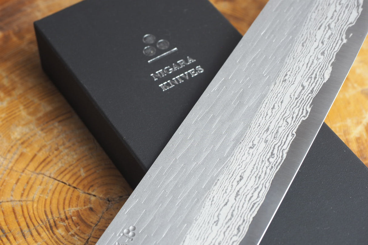 Nigara Hamono - VG XEOS Damascus Gyuto (Chef's Knife) with Ebony Handle 24cm