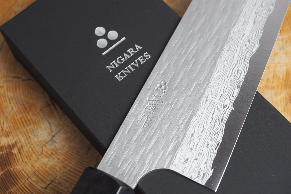 Nigara Hamono - VG XEOS Damascus Gyuto (Chef's Knife) with Ebony Handle 21cm