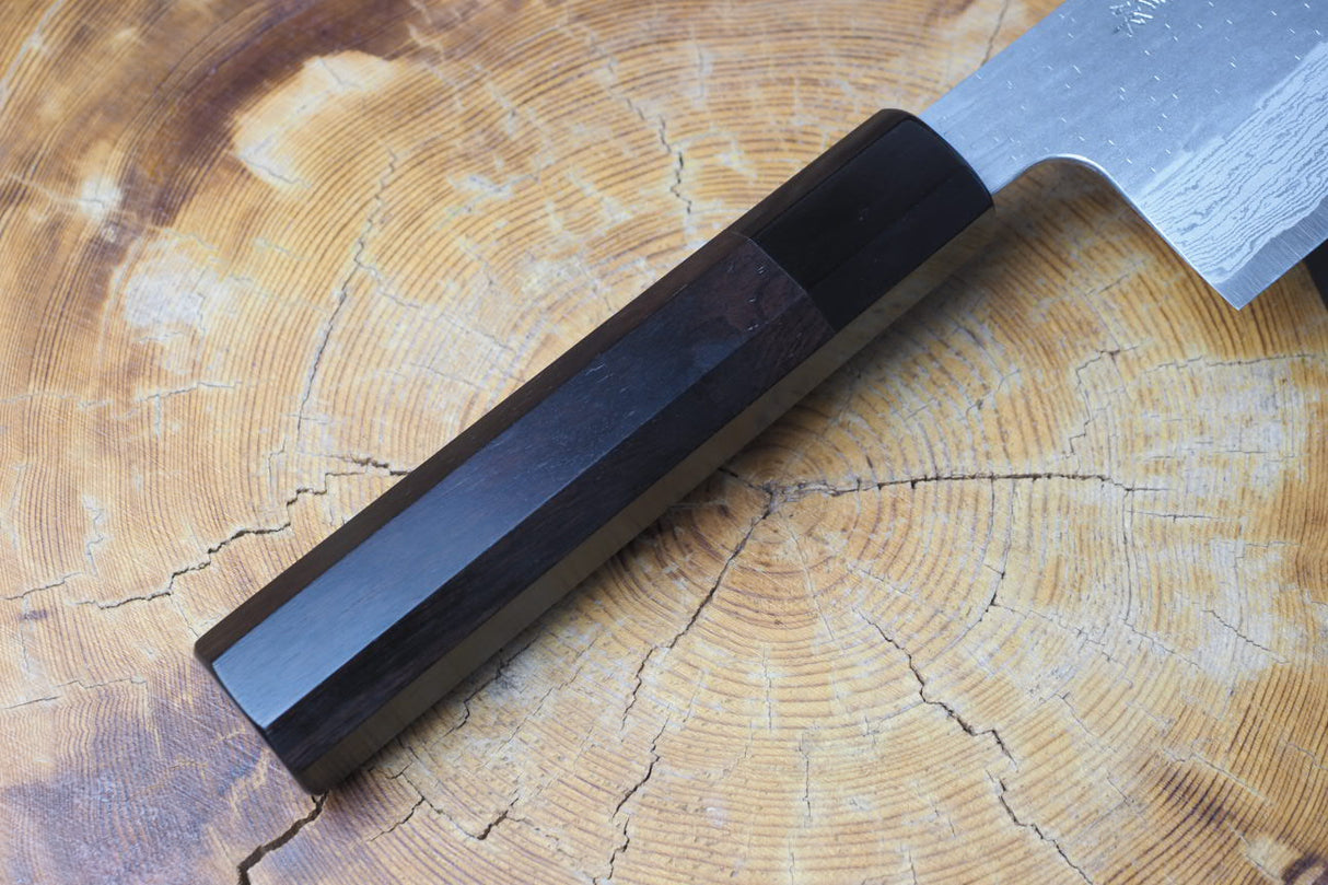 Nigara Hamono - VG XEOS Damascus Nakiri with Ebony Handle 17cm