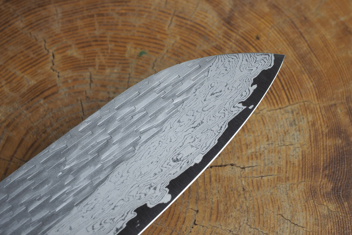 Nigara Hamono - VG XEOS Damascus Santoku with Ebony Handle 17cm