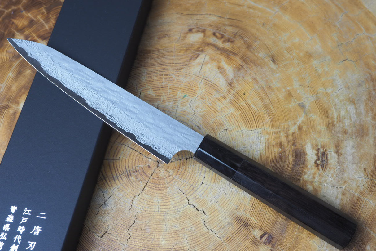 Nigara Hamono - VG XEOS Damascus Petty with Ebony Handle 15cm