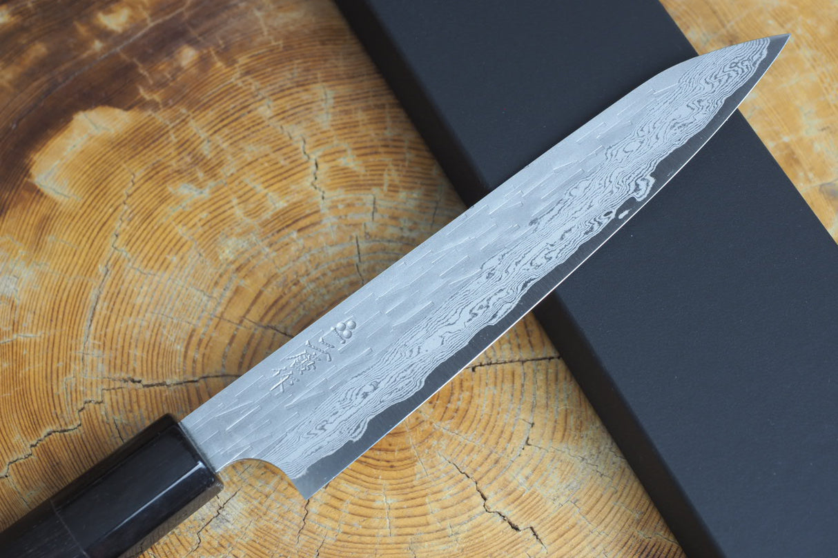 Nigara Hamono - VG XEOS Damascus Petty with Ebony Handle 15cm