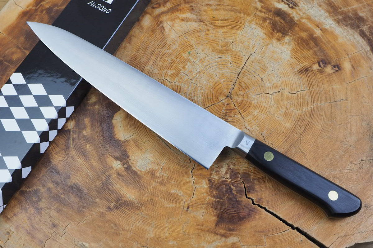 Misono EU Carbon Steel Gyuto Chef's Knife with Dragon/Flower Engraving (21cm/24cm)