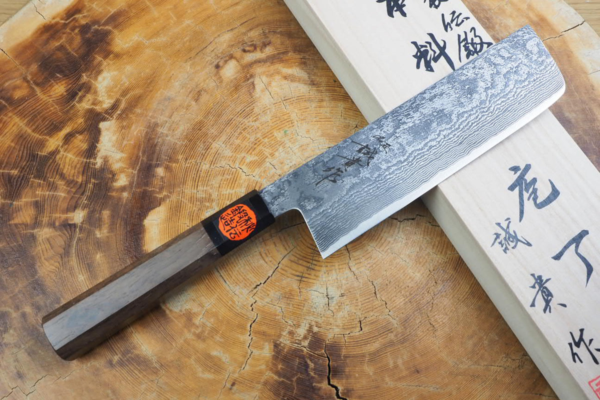 Shigeki Tanaka - "Harukaze" Hand Forged SG2 Damascus Nakiri 16.5cm with Walnut Handle