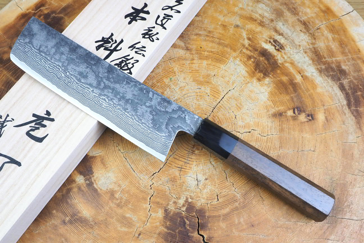 Shigeki Tanaka - "Harukaze" Hand Forged SG2 Damascus Nakiri 16.5cm with Walnut Handle