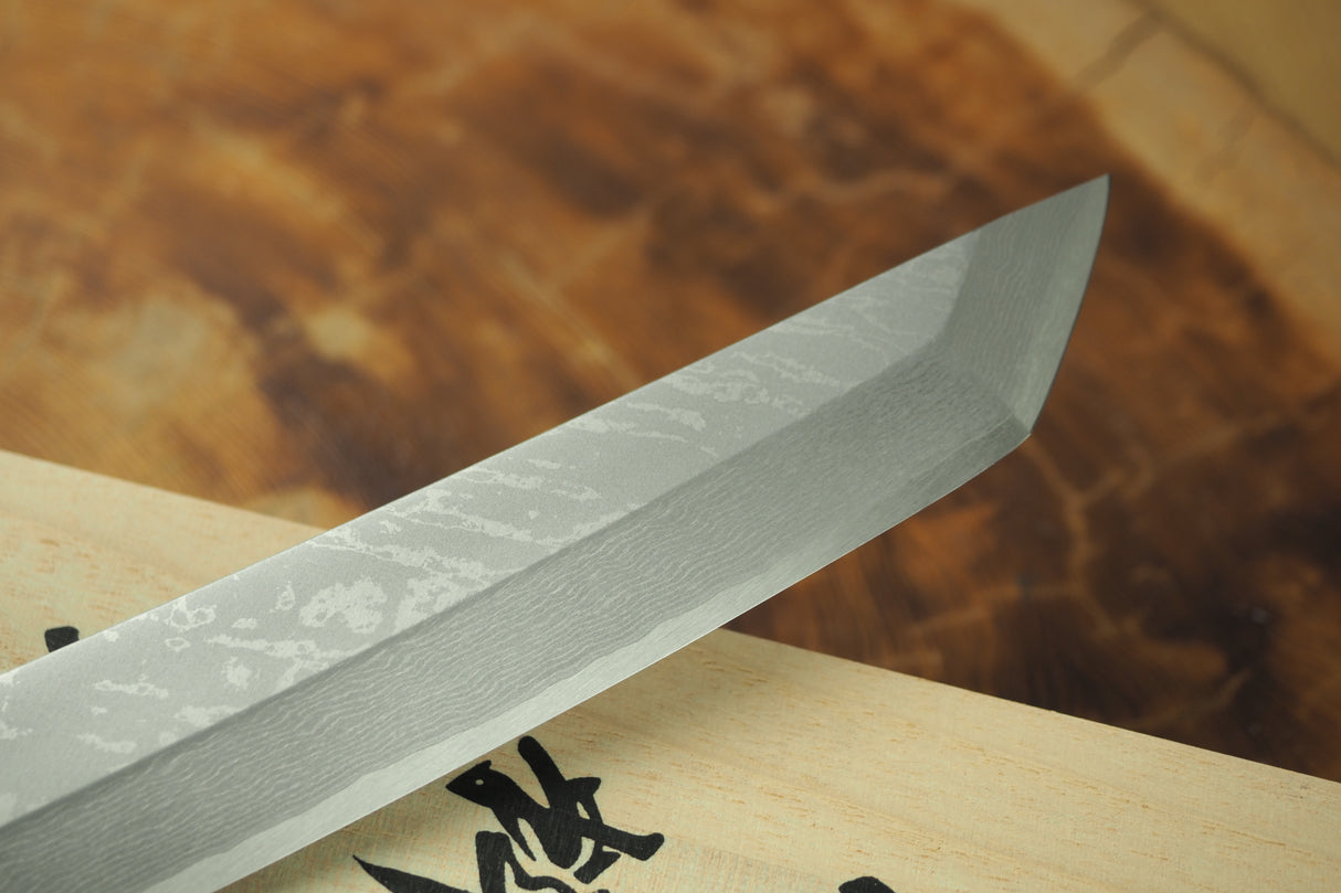 Shigeki Tanaka - Hand Forged VG10 Damascus Sakimaru Sashimi with Ironwood Handle 27cm