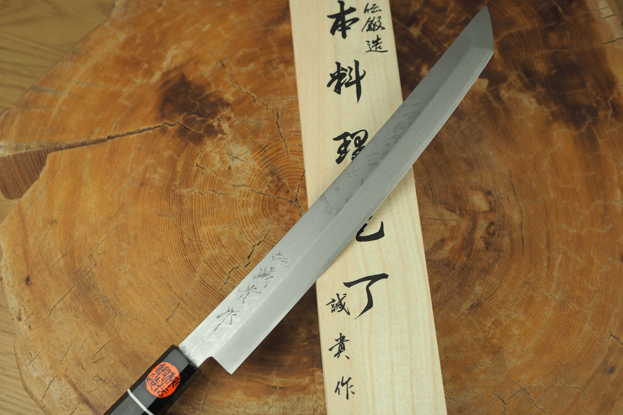Shigeki Tanaka - Hand Forged VG10 Damascus Sakimaru Sashimi with Ironwood Handle 27cm