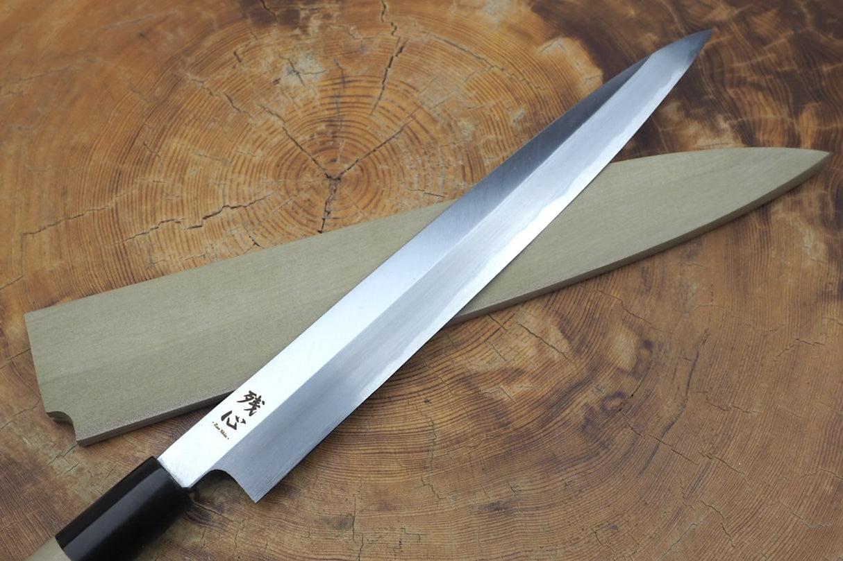残心 Zan Shin White-2 Steel Sashimi Yanagiba Knife 18cm/24cm (including a wooden sheath)