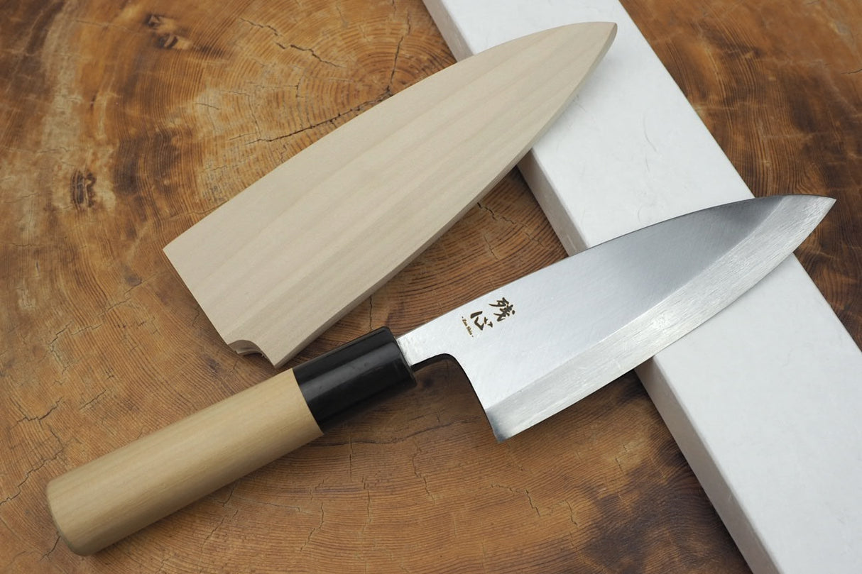 残心 Zan Shin White-2 Steel Deba Knife 13.5cm/15cm (including a wooden sheath)