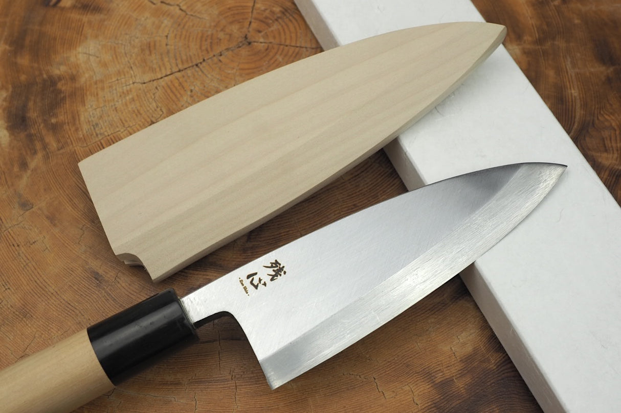 残心 Zan Shin White-2 Steel Deba Knife 13.5cm/15cm (including a wooden sheath)