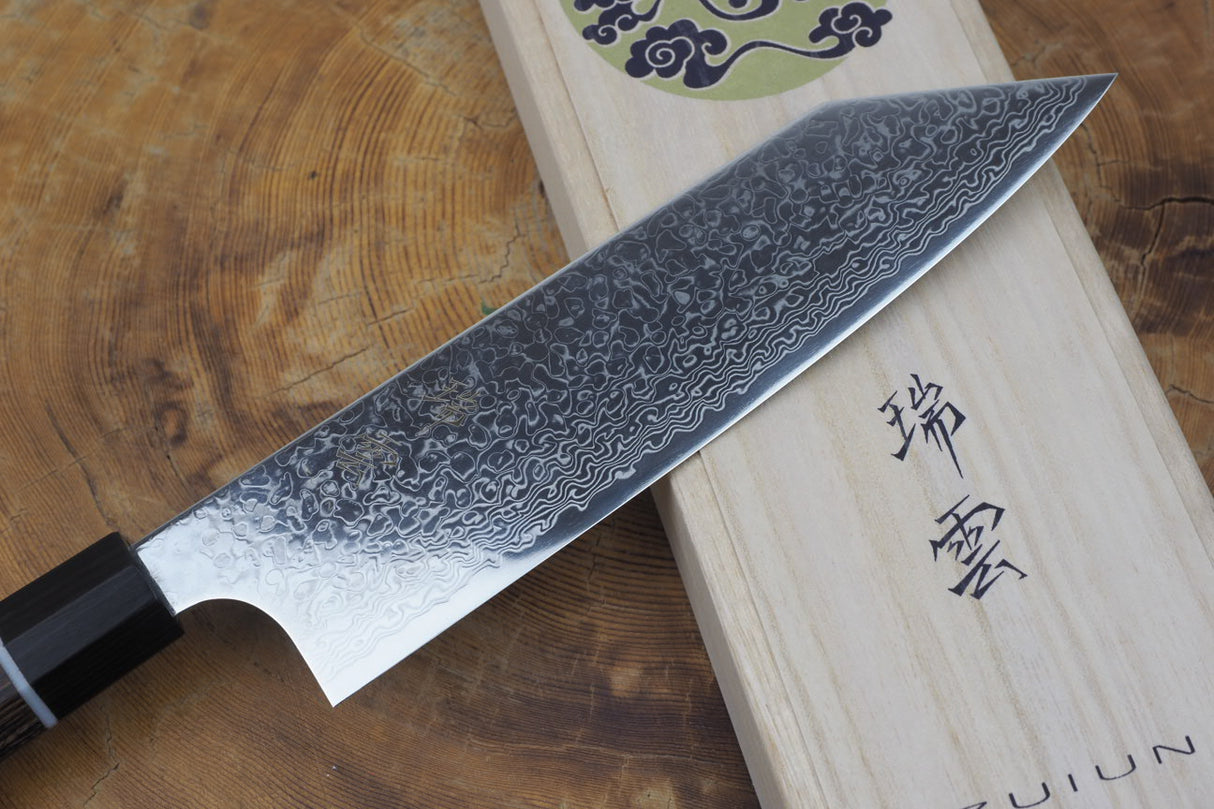 Seki Kanetsugu - Zuiun Santoku SG2 High Speed Powdered Steel Kiritsuke (K-tip) 18cm (custom sheath included)