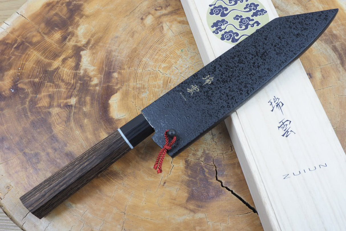 Seki Kanetsugu - Zuiun Santoku SG2 High Speed Powdered Steel Kiritsuke (K-tip) 18cm (custom sheath included)