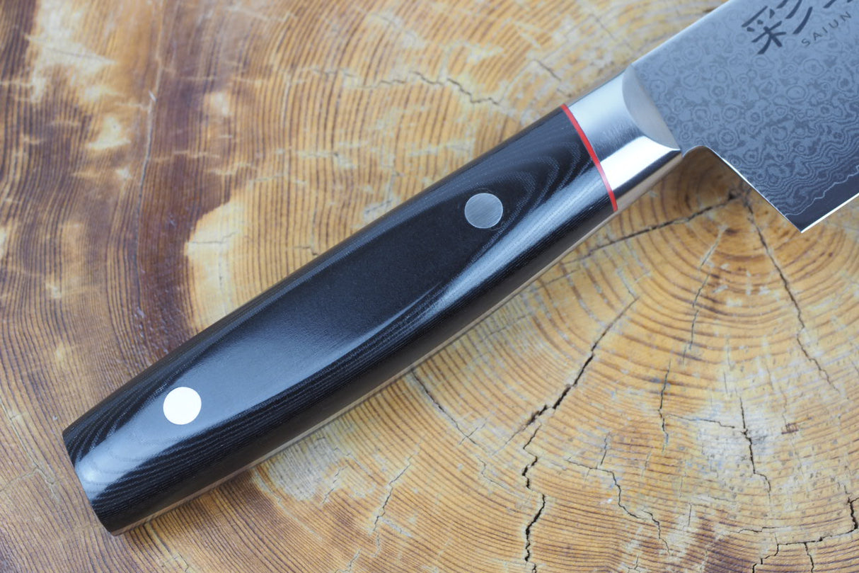Seki Kanetsugu - Saiun Santoku VG10 Damascus with Micarta handle 17cm