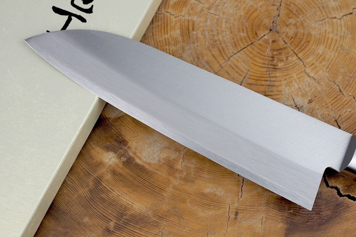 Sakai Jikko CT750 Blue-2 Steel Santoku Knife with Green Plywood handle (16.5cm)