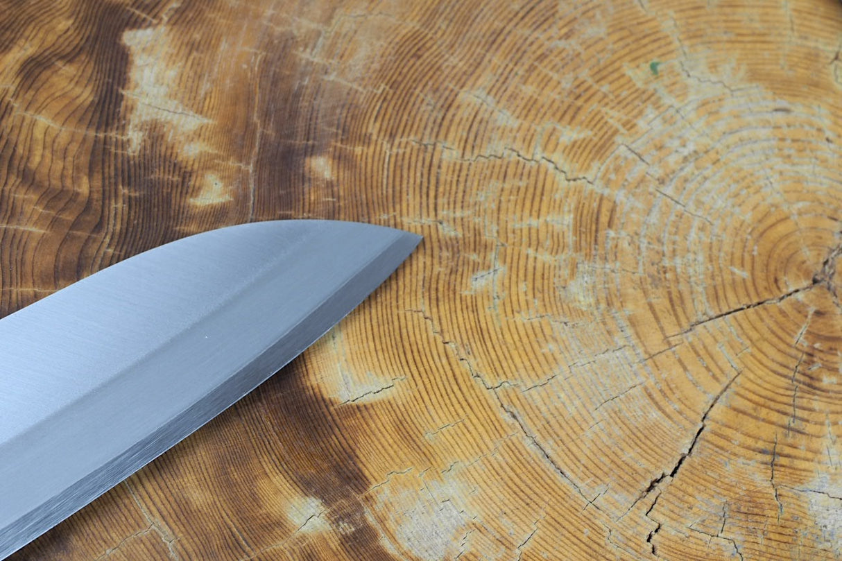 Sakai Jikko CT750 Blue-2 Steel Santoku Knife with Green Plywood handle (16.5cm)
