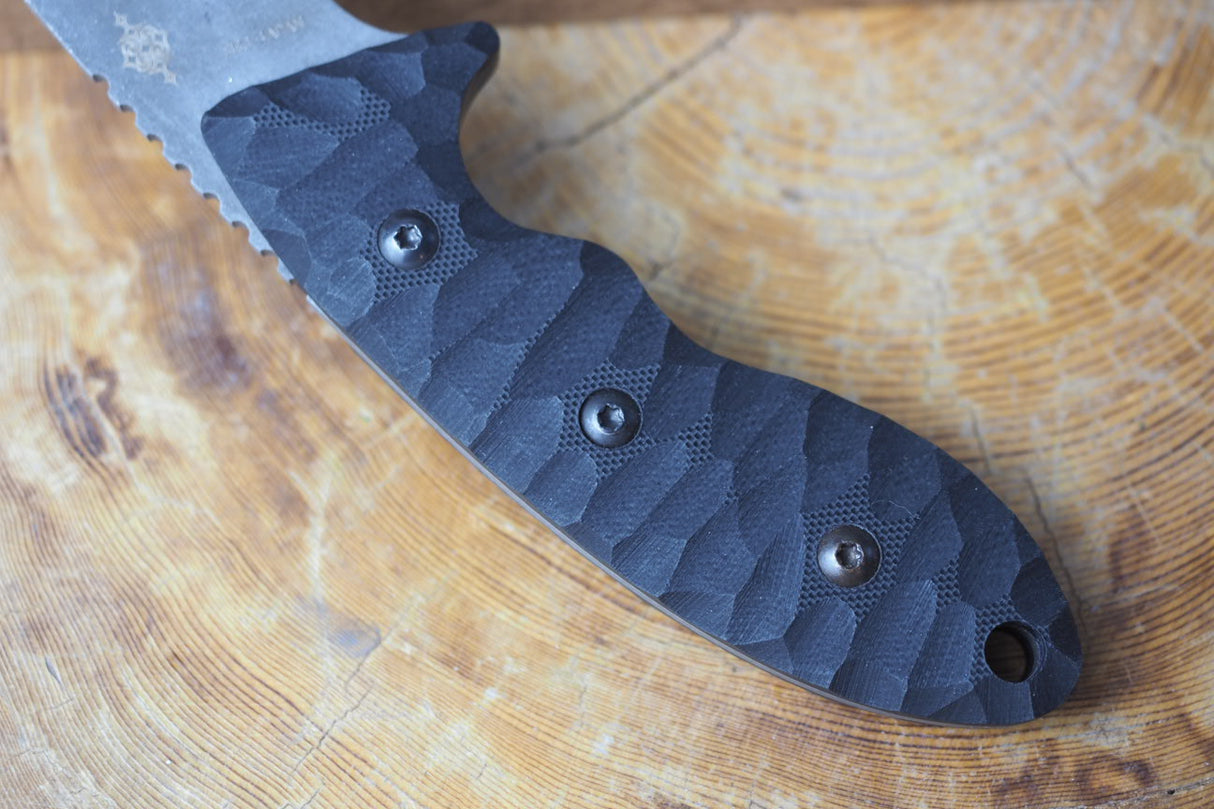 Outdoor Knife - KIMUN KAMUY 2 Fixed VG10 Core Damascus Steel with G-10 Handle (Leather Sheath Included)