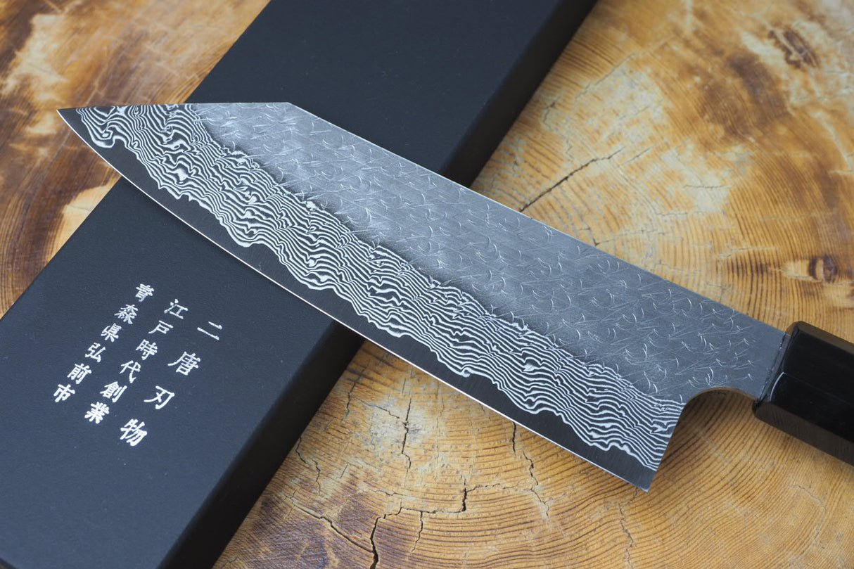 Nigara Hamono - SPG Strix Damascus Bunka with Ebony Handle 18cm