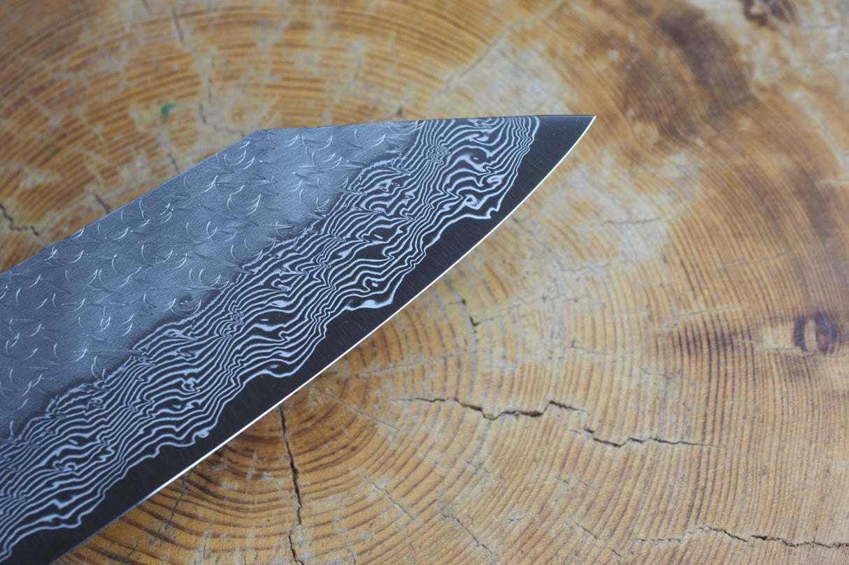 Nigara Hamono - SPG Strix Damascus Bunka with Ebony Handle 18cm