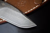 Outdoor Knife - KIMUN KAMUY 2 Fixed VG10 Core Damascus Steel with G-10 Handle (Leather Sheath Included)