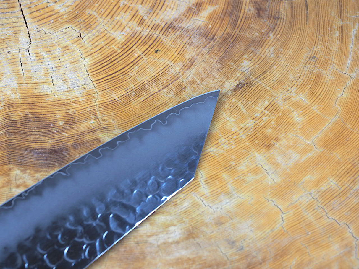 残心 Zan Shin AO (from Seki) - AUS10 Steel Kiritsuke (K-tip) Hammered Finish Petty Knife Navy Pakkawood Handle 13.5cm