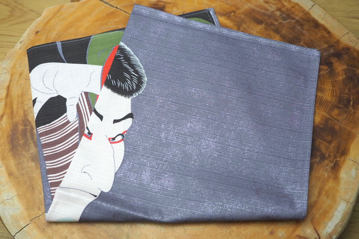 "Furoshiki" Wrapping Cloth - Ukiyo-e Sharaku Gray (48cm x48cm)