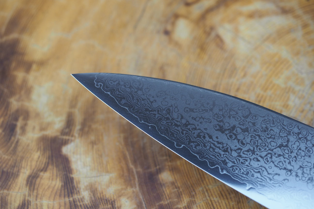 Sakai Jikko "Loco Damascus" Wa-Gyuto Knife VG10 Mirror-Polished Nickel Damascus with Japanese Oak Handle (21cm/24cm)