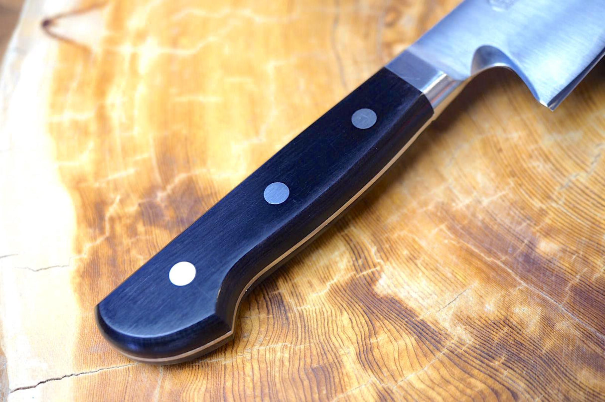 Toshu Giken - FAX20 Powdered High Speed Steel Gyuto with black plywood handle (21cm/24cm)