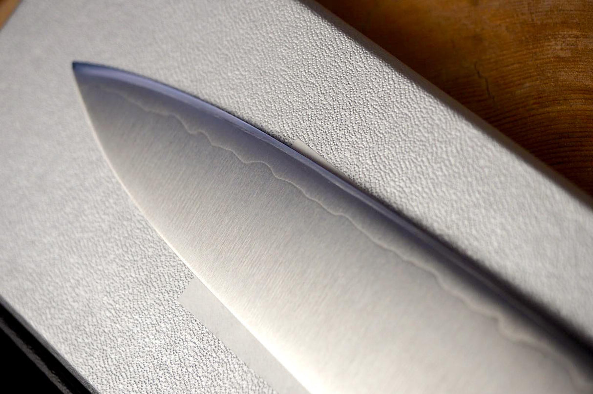 Toshu Giken - FAX20 Powdered High Speed Steel Gyuto with black plywood handle (21cm/24cm)