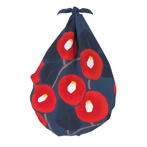 "Furoshiki" Wrapping Cloth - YUMEJI Water-Repellent Camellia Dark Navy (70cm x70cm)