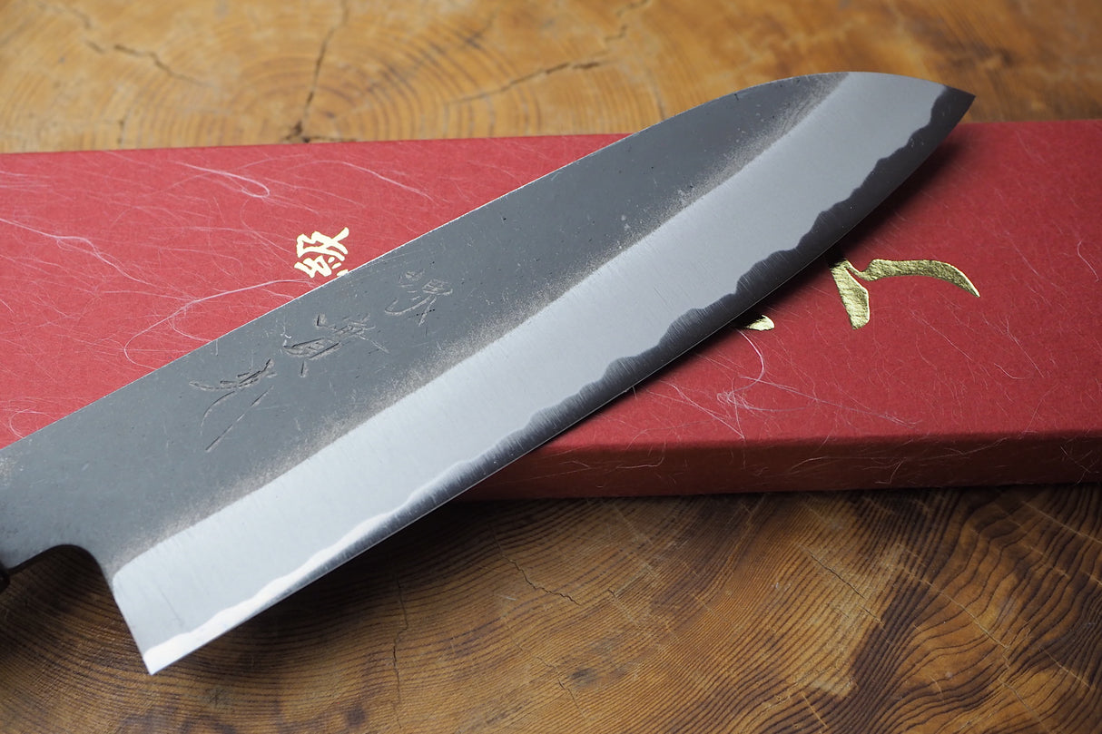 Sakai Jikko "Shinobi" White-2 Steel Santoku Ebony Handle (18cm)