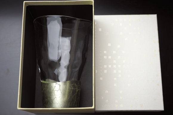 "Kannyu" Warped Glass with Champagne Gold Crazing (360ml)