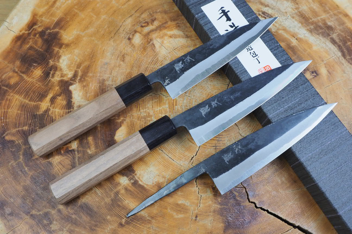 Ishizuchi (from Tosa) - Blue-2 Carbon Steel Kurouchi Koyanagi Knife (13.5cm)