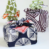 "Furoshiki" Wrapping Cloth - Isa Monyo Reversible Pine Navy Blue/Red (48cm x48cm)