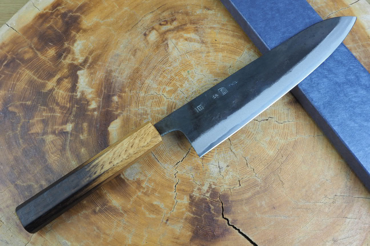 Tosa Tadayoshi (from Tosa) - Hand Forged Kurouchi White-1 steel Gyuto with Japanese Oak handle(21cm/24cm)