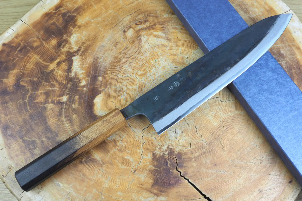 Tosa Tadayoshi (from Tosa) - Hand Forged Kurouchi White-1 steel Gyuto with Japanese Oak handle(21cm/24cm)