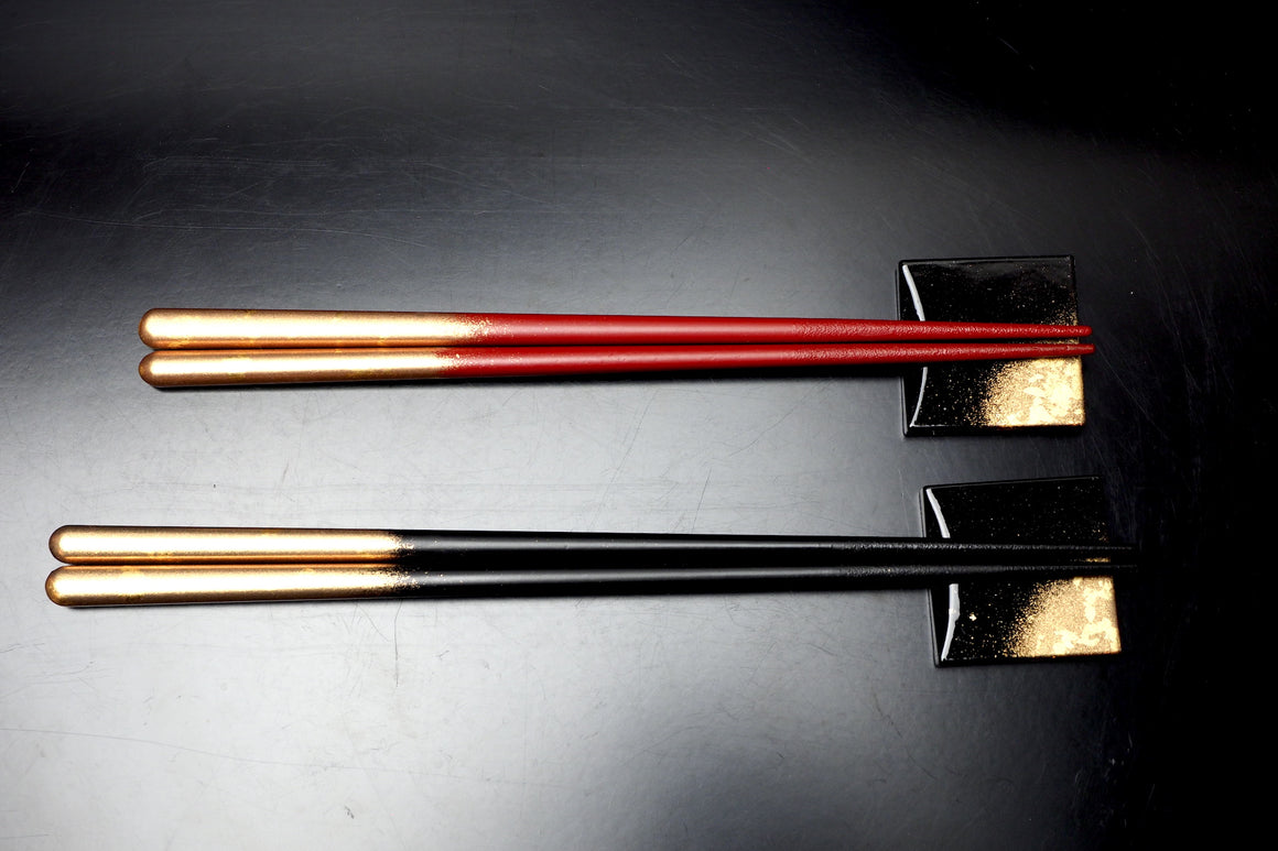 [CHOPSTICKS] COUPLE CHOPSTICKS / CHOPSTICK REST SET INTRUSION (GOLD) |  KANAZAWA GOLD LEAF