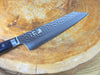 残心 Zan Shin AO (from Seki) - AUS10 Steel Kiritsuke (K-tip) Hammered Finish Santoku Knife Dark Blue Pakkawood Handle 19cm