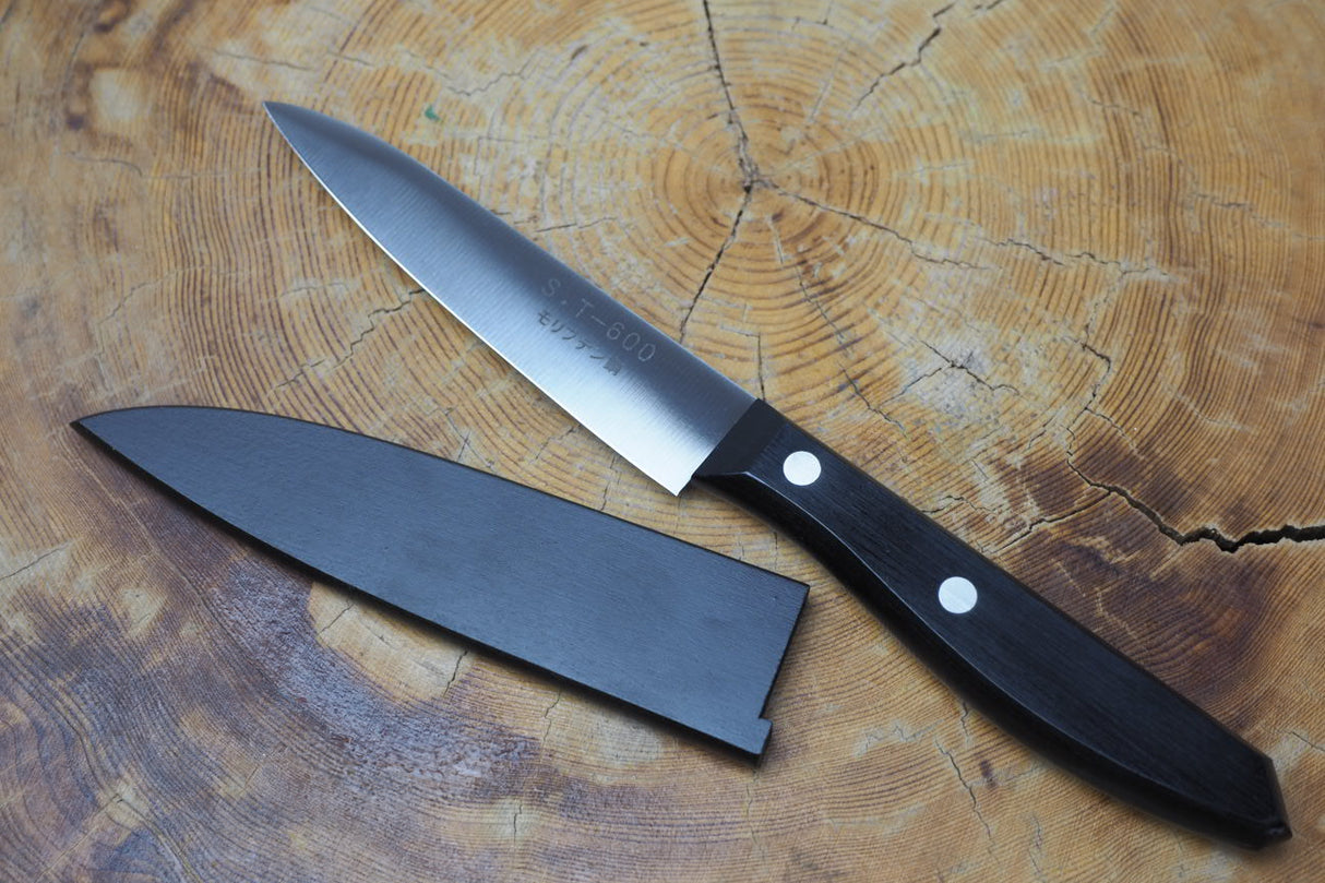 Stainless Fruit Knife ST-600 with Black Wooden Sheath 10.4cm