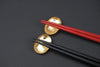 "Kannyu" Gold crazing Pattern 2 Chopsticks & 2 Chopstick Rest Set (black & red)