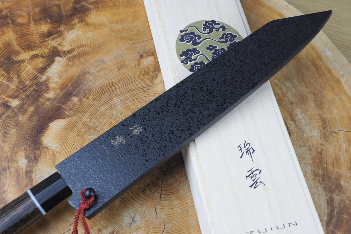 Seki Kanetsugu - Zuiun Sujihiki (carving/slicer) SG2 High Speed Powdered Steel Kiritsuke (K-tip) 24cm (custom sheath included)