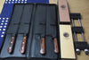 Sakai Jikko 4 knife set with case & whetstone bundle - VG10 Damascus Sujihiki (24cm) Gyuto (21cm) Santoku (18cm) and Petty (13.5cm)