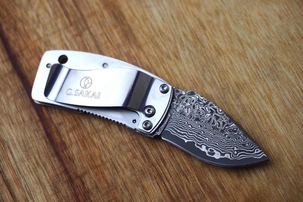 Money Clip Knife - UKIMON Ukiyo-e Prints Damascus VG10 Core Steel (Mt.Fuji/Blue Wave/Cherry Blossom/Camellia)