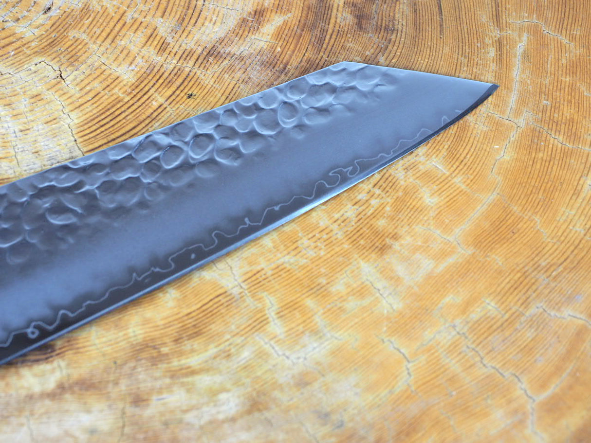 残心 Zan Shin AO (from Seki) - AUS10 Steel Kiritsuke (K-tip) Hammered Finish Petty Knife Navy Pakkawood Handle 13.5cm