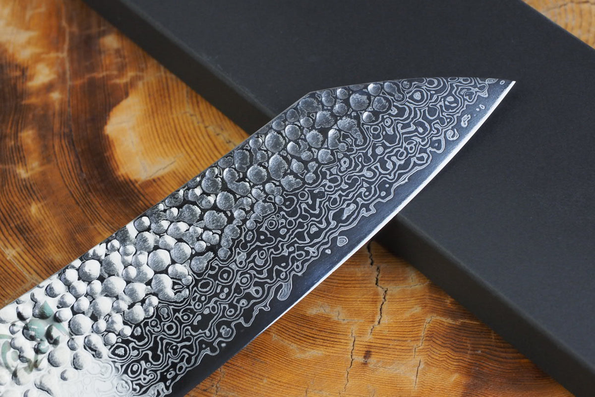 残心 Zan Shin® San - Ginsan Silver-3 Steel Nickel Damascus Santoku 17cm